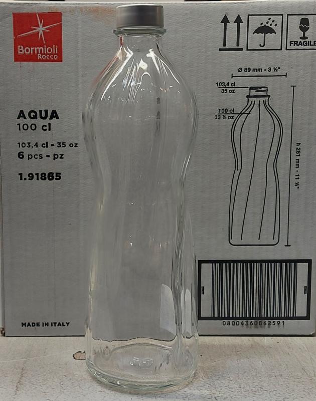 Bormioli Rocco Aqua üveg palack csavaros kupakkal, 1 liter, 1db