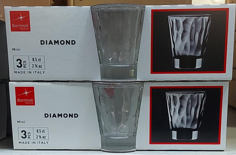 Bormioli Rocco  Diamond Mini 8,5cl, röviditalos pohár, mini, üveg, 3db