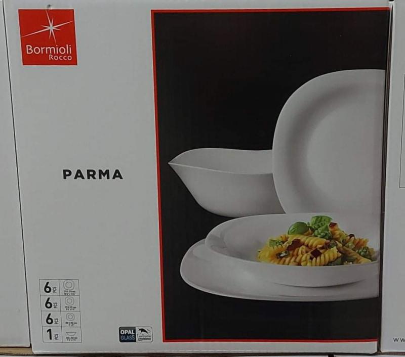 Bormioli Rocco Parma 19 részes fehér üveg étkészlet, 202058