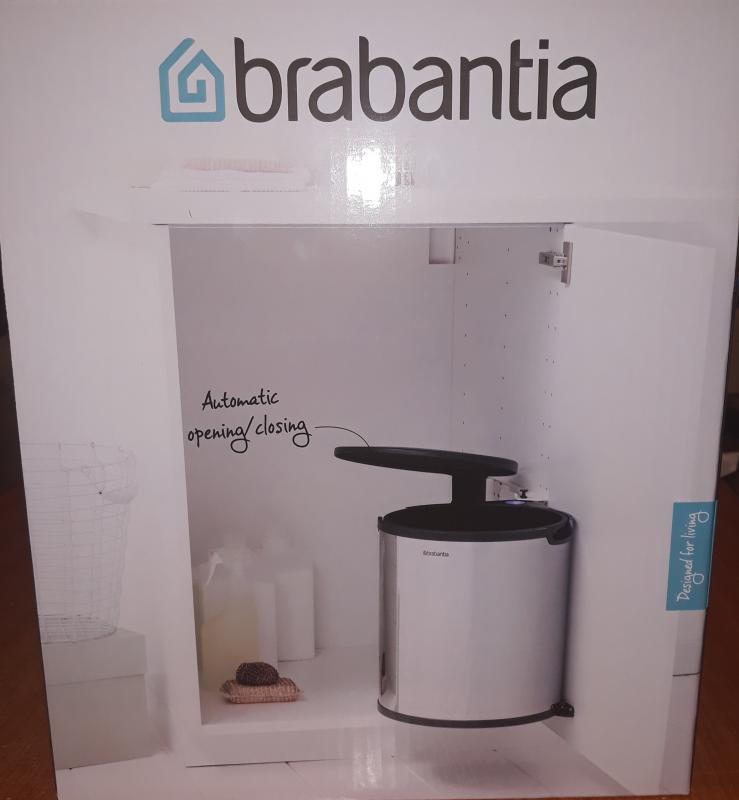BRABANTIA BUILT IN BIN BRILL.STEEL ajtóra szerelhető szemetes, 15 liter, 418181,  180029