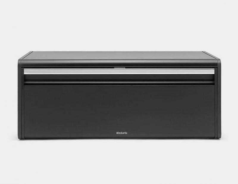 Brabantia Fém kenyérdoboz 2 kg szögletes (patentos)  FALL FRONT, Matt Black, fekete, 333484