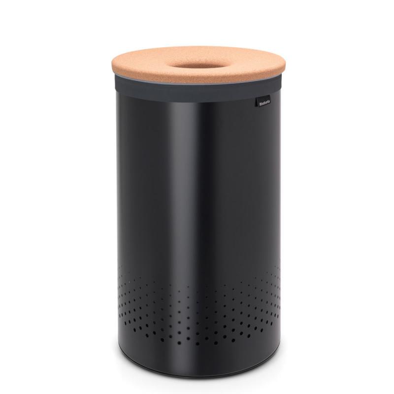 Brabantia Fém szennyesruhatartó 60l MATT BLACK, fekete, PARAFA TETŐ, 120022