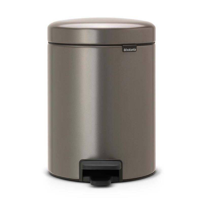 Brabantia Pedal Bin Newicon, 5 liter, Platinum, pedálos szemetes, 112683