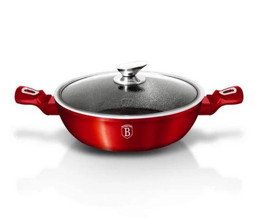 BURGUNDY bevonatos szeletsütő+fedő 32cm 2 fülű indukciós, 4,9 liter, BH-1264N