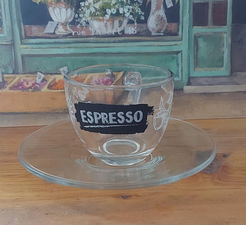 Cerve Brazil espresso, mintás, üveg csésze szett, 6db, 7,5cl