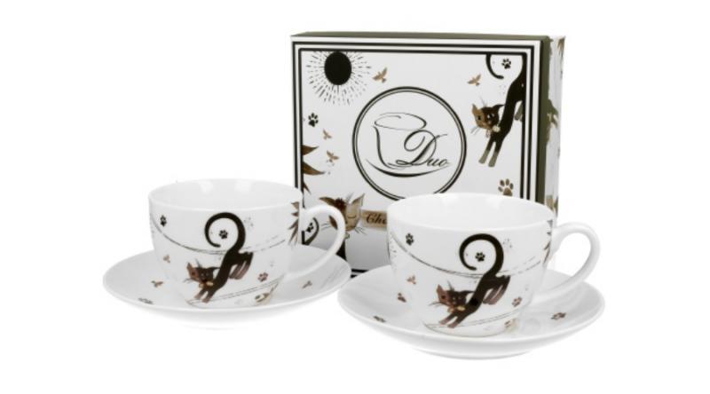 Cicás csésze, D.G.25194 Porceláncsésze+alj, 250ml, 2személyes, dobozban, Charming Cats