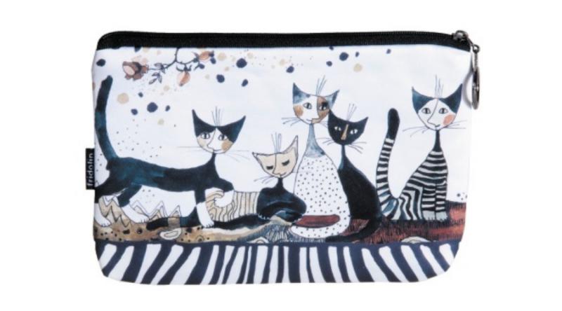 Cicás kozmetikai táska, FRI.19054, 19x2,5x13cm, polyester,Rosina Wachtmeister:Cats Sepia, cicás