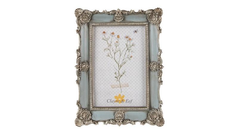 CLEEF.2F0995 Világoskék képkeret ezüstös díszítéssel 15x2x20/10x15cm
