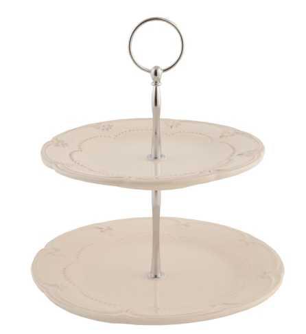 CLEEF.6CE0266 Kerámia sütikínáló állvány kétemeletes,21x23cm,Rustic Romance