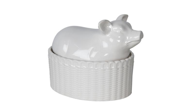 CLEEF.6CE1248 Kerámia malacos konyhai tároló 15x11x14cm,fehér