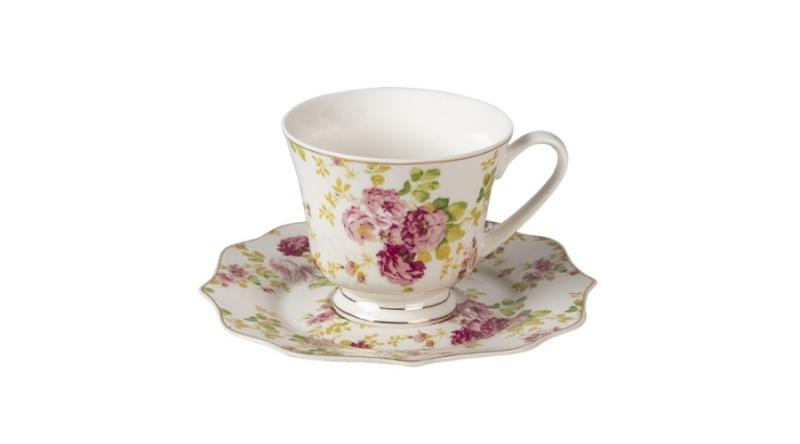 CLEEF.6CE1293 Porceláncsésze+alj 200ml, rózsás