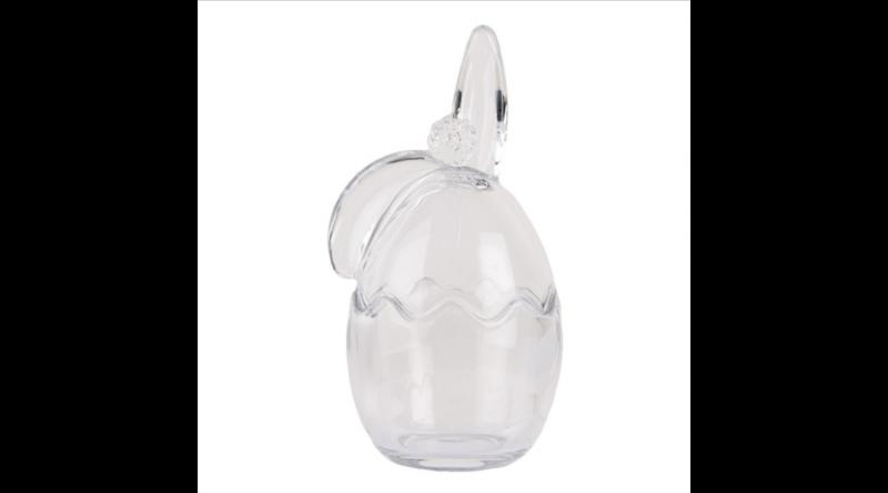 CLEEF.6GL4924 Nyuszifejes bonbonier kajla fülű, 19x17cm, üveg