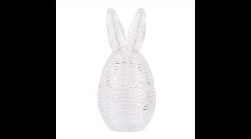 CLEEF.6GL4947 Nyuszifejes bonbonier, 8x17cm, csíkos üveg