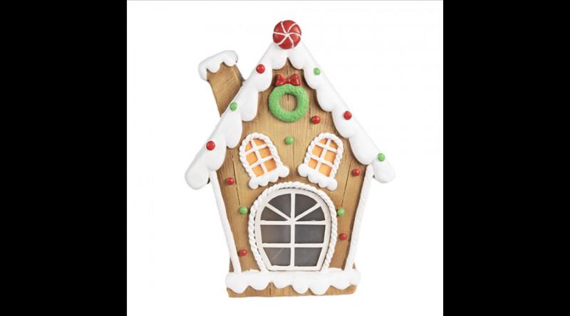 CLEEF.6MG0050 Mézekalács házikó színes pöttyös, LED-es, 27x11x36cm