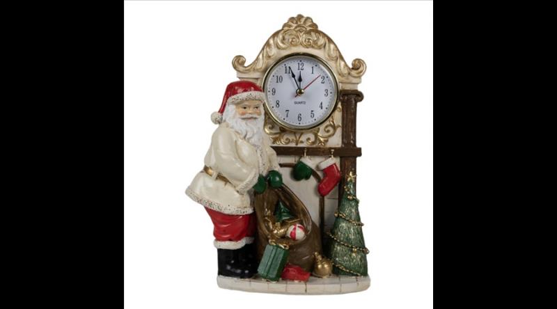 CLEEF.6PR4180 Télapó a kandalló előtt, órával, 15x7x22cm, műanyag