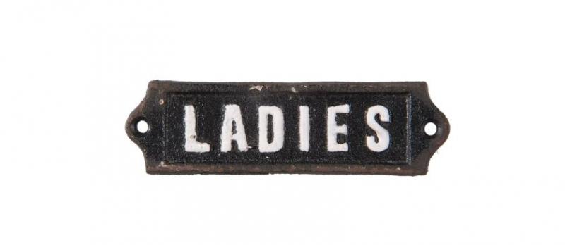 CLEEF.6Y2599 Öntöttvas ajtótábla Ladies felirattal, 12x1x3cm