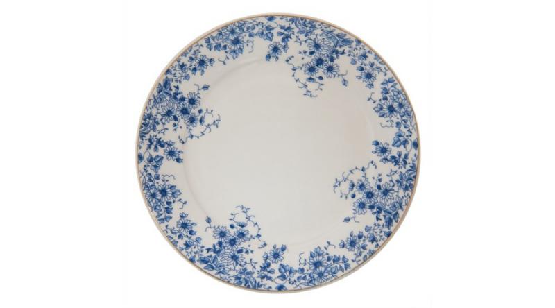 CLEEF.BFLFP Porcelántányér 26cm, White Blue Flowers