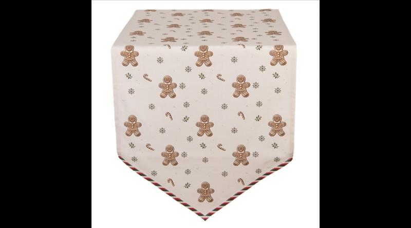CLEEF.CGM65 Asztali futó 50x160cm,100% pamut, Classic Gingerbread Magic