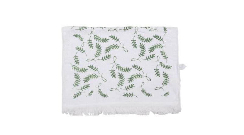 CLEEF.CT027 Konyhai kéztörlő 40x66cm, pamut,zöld leveles