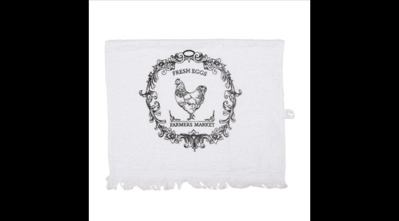 CLEEF.CTRFL Konyhai kéztörlő 40x66cm, pamut, fekete kakasos