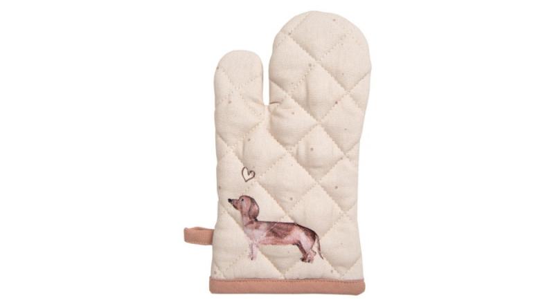 CLEEF.DHL44 Edényfogó kesztyű 18x30cm, 100% pamut, Dachshund Love