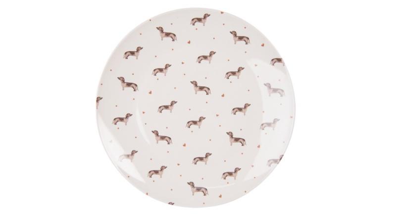 CLEEF.DHLFP Porcelán lapostányér 26x2cm,Dachshund Love