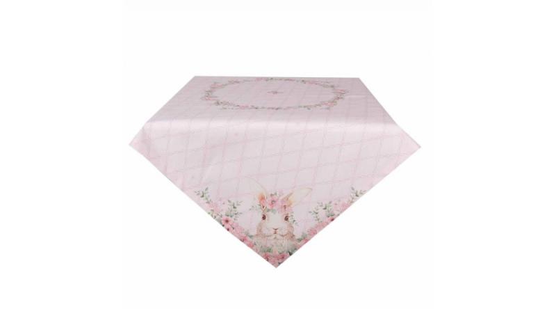 CLEEF.FEB05-1 Asztalterítő 150x250cm, 100% pamut, Floral Easter Bunny