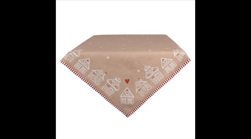 CLEEF.GBB01 Asztalterítő 100x100cm, 100% pamut, Gingerbread Bliss