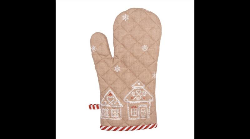CLEEF.GBB44 Edényfogó kesztyű 18x30cm, 100% pamut, Gingerbread Bliss