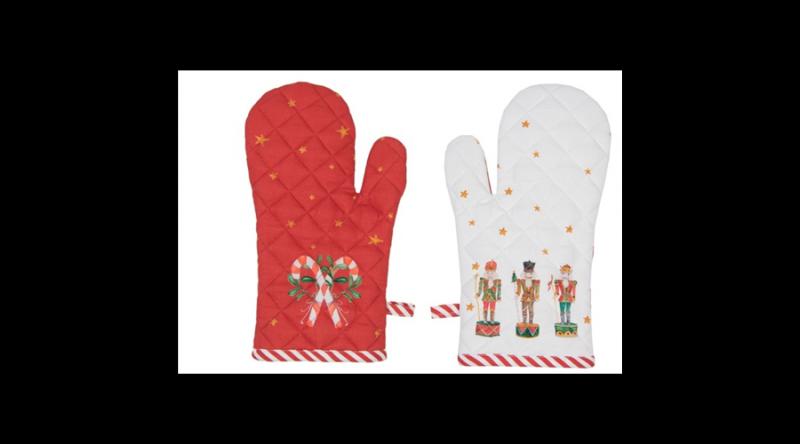 CLEEF.HLC44 Edényfogó kesztyű 18x30cm, 100% pamut, Happy Little Christmas, 1db