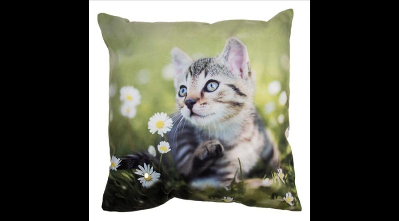 CLEEF.KT021.370 Textil párnahuzat 45x45cm, polyester, cica margarétával