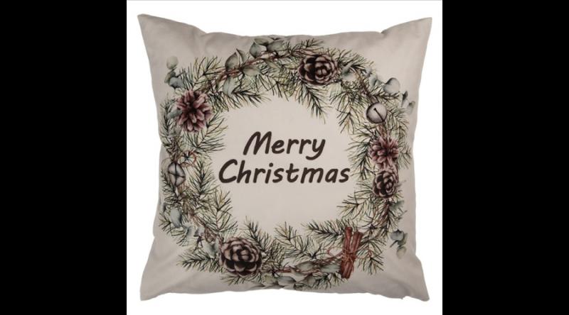 CLEEF.KT021.424 Textil párnahuzat 45x45cm, 100% polyester, natúr koszorú