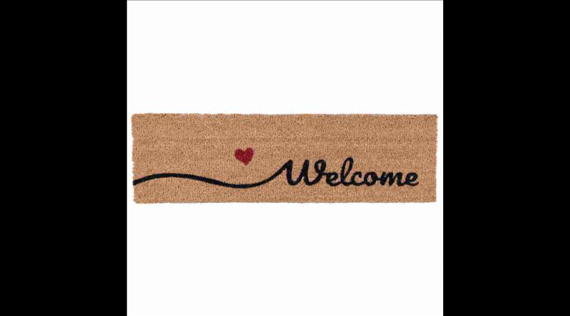 CLEEF.MC128 keskeny lábtörlő 75x22cm, kókusz-PVC, Welcome
