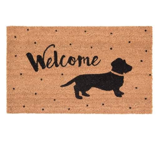 CLEEF.MC137 Lábtörlő 75x45cm, kókusz-PVC,kutyás  Welcome