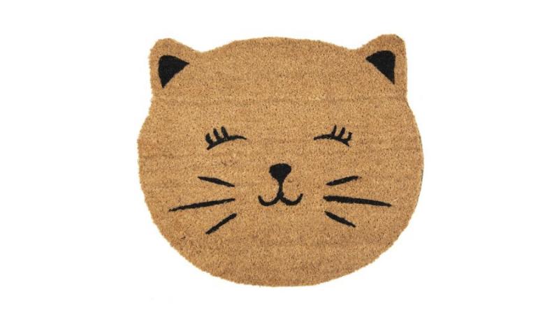 CLEEF.MC229 Lábtörlő macskafej,kókusz-PVC 50x44x1cm