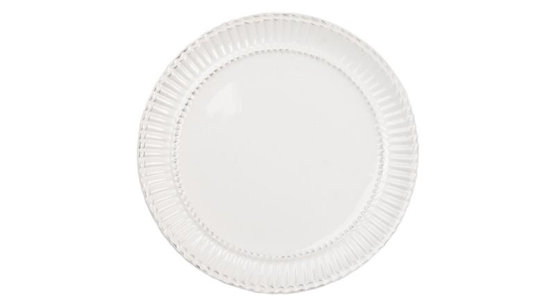 CLEEF.PLDP Kerámia desszerttányér bordázott szélű 21x2cm,fehér