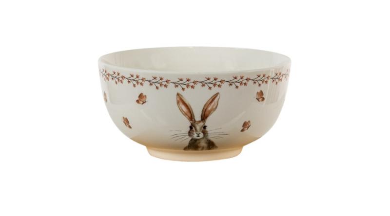 CLEEF.REBBO Porcelán tálka 14cm nyuszis,Rustic Easter Bunny