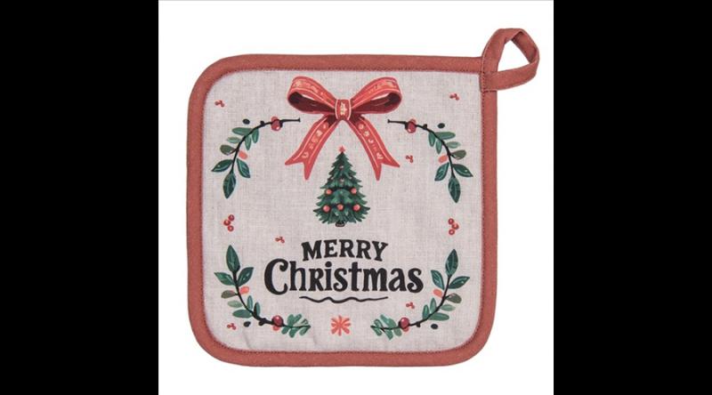 CLEEF.TCH45 Edényalátét 20x20cm,100% pamut, Traditional Christmas Harmony