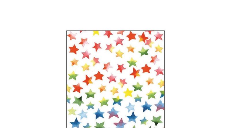 Csillagos szalvéta, AMB.12509875 Colourful Stars mix papírszalvéta 25x25cm, 20db-os