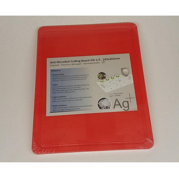 Cuisinex műanyag vágódeszka, HDPE antimikro., 26,5×32,5×1,4 cm /piros/, 619005