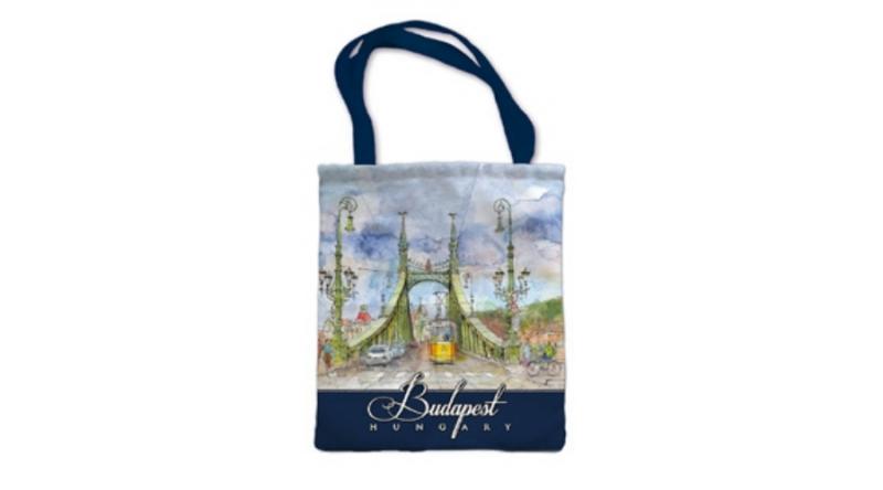 CZW.pestásk-BU03 Táska ,polyester,30x32cm,Budapest-Szabadság-híd