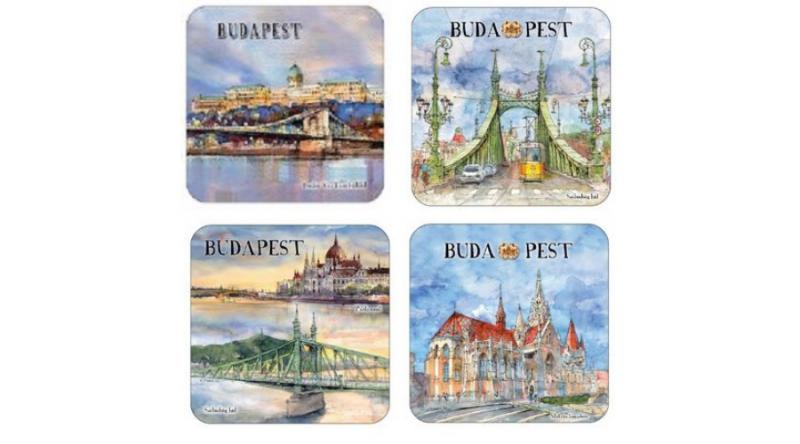 CZW.pohalá4G-BU Parafa poháralátét 4db-os szett, Budapest