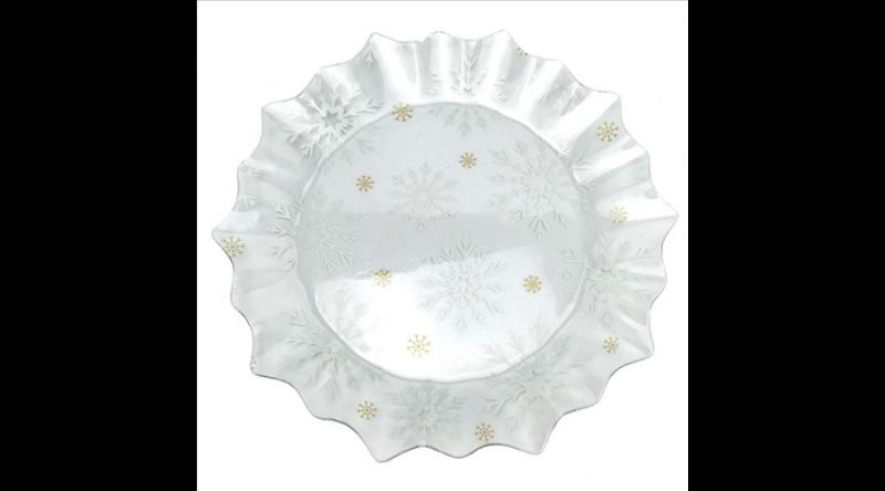 DAK.DOR21015 Üvegtányér 29,5x29,5x2,2cm, hókristályos