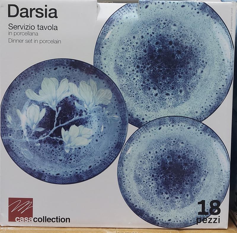 DARSIA BLU porcelán étkészlet 18 db, kék