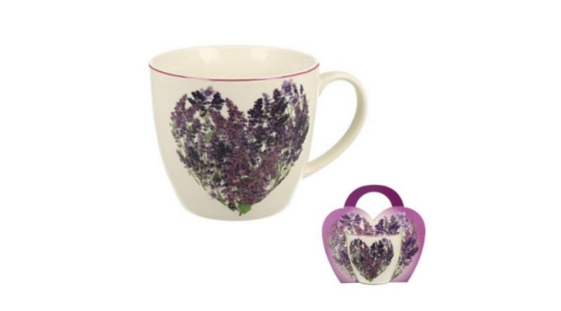 D.G.12866 Porcelánbögre levendula szives, 460ml, Lawendowy
