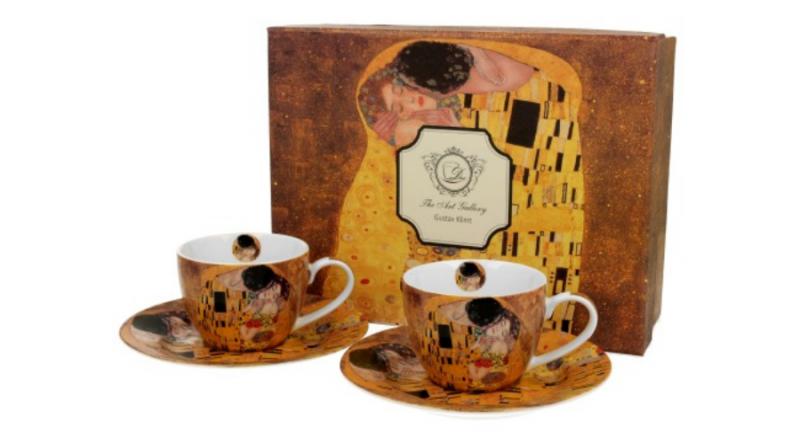 D.G.24081 Porcelán eszpresszócsésze+alj,90 ml,2 személyes,dobozban, Klimt: The Kiss