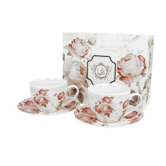 D.G.25415 Porceláncsésze+alj, 280ml, 2 személyes, dobozban, Secesja