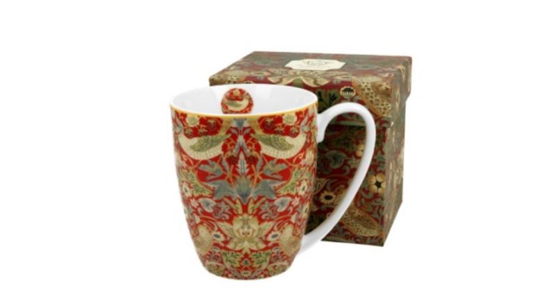 D.G.27389 Porcelánbögre 300ml dobozban, William Morris:Strawberry Thief Red