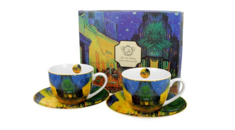 D.G.28041 Porceláncsésze+alj 280ml, 2 személyes, dobozban, Van Gogh: Kávéház éjjel