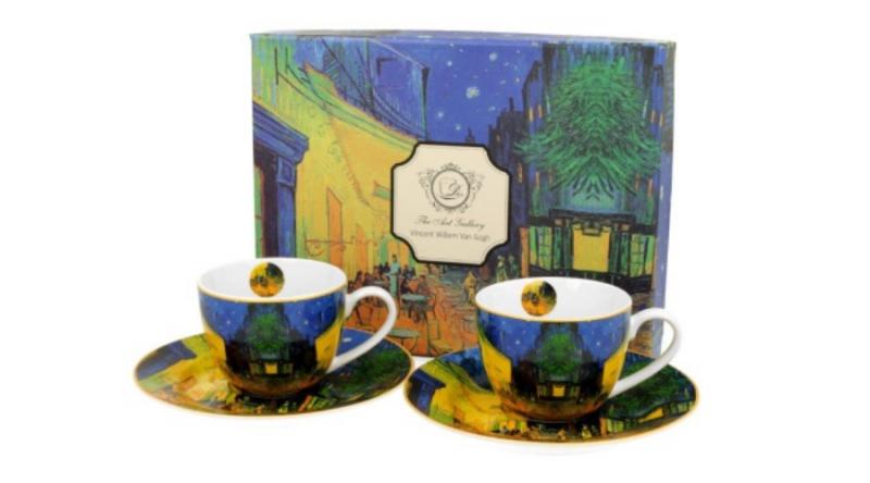 D.G.28058 Porceláncsésze+alj 110ml, 2 személyes dobozban, Van Gogh: Kávéház éjjel